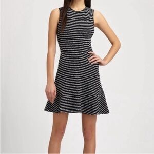 Theory Nikay Jacquard Purposeful Stripe Black & White Fit and Flare Dress SIZE 8